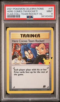Here Comes Team Rocket! - PSA 9 - 15/82 Celebrations Classic Graded Pokemon Card - Image 1