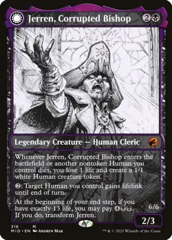 Jerren, Corrupted Bishop // Ormendahl, the Corrupter Showcase Midnight Hunt MTG - Image 1