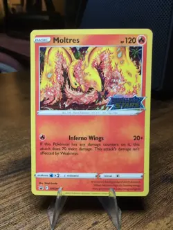 Pokemon TCG Moltres SWSH185 Black Star Promo Brilliant Stars Pre Release - Image 1
