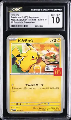 2025 POKEMON JAPANESE MEGA EVOLUTION MCDONALD'S PROMO PIKACHU CGC 10 GEM MINT - Image 1