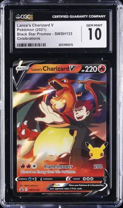 2021 POKEMON BLACK STAR PROMOS CELEBRATIONS LANCE'S CHARIZARD V CGC 10 GEM MINT - Image 1
