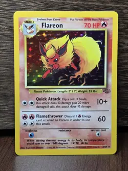 Pokemon TCG Flareon Jungle 3/64 Holo Unlimited Holo Rare Vintage 1999 Card LP - Image 1