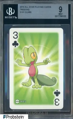 2016 Pokemon All Star Playing Cards Treecko 3 of Clubs BGS 9 MNT - Image 1