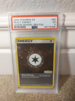PSA 5 EX 2006 POKEMON EX LEGEND MAKER SET REACT ENERGY REVERSE HOLO CARD 82/92 - Image 1