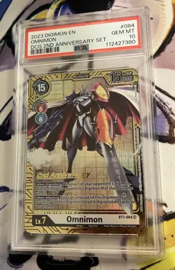 2023 DIGIMON PROMO DIGIMON CARD GAME 2ND ANNIVERSARY SET #084 OMNIMON PSA 10 - Image 1