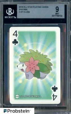 2016 Pokemon All Star Playing Cards 4 of Clubs Shaymin BGS 9 MINT - Image 1