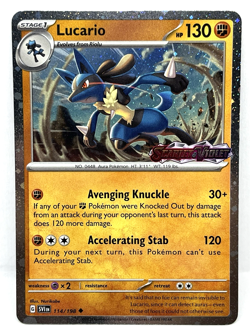 Lucario - 114/198 Pokemon Stamped Scarlet & Violet Premium Collection Promo Card - Image 1
