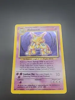 Alakazam Base Set Unlimited Holo Rare MP Pokemon TCG Card Vintage WOTC - Image 1