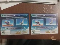 Shiny Koraidon & Miraidon Pokemon Scarlet Violet Code Card -Gamestop X 2 Unused - Image 1