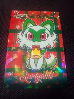 Pokemon 2024 Card Database Christmas Sprigatito #2 Cracked Holo Peru US Seller - Image 1