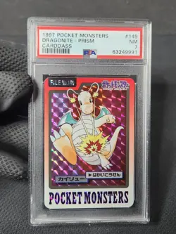 1997 Pokemon Japanese Bandai Carddass Dragonite Prism #149 PSA 7 Pokemon Card - Image 4