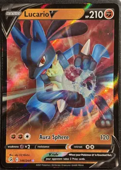 Lucario V 146/264 - Fusion Strike Holo Ultra Rare Pokemon TCG 2021 - LP Card - Image 1