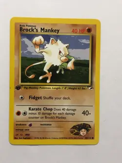 Pokemon Card 1st Edition Gym Heroes Brock's Mankey 68/132 Near Mint - Image 1