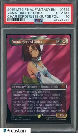 2025 MTG Final Fantasy EN Borderless Surge Foil #0549 Yuna Hope of Spira PSA 10 - Image 1
