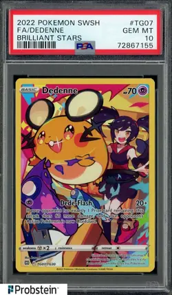 2022 Pokemon SWSH Brilliant Stars #TG07 Dedenne Fa PSA 10 GEM MINT - Image 1