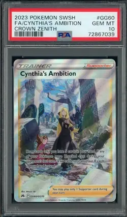 2023 Pokemon SWSH Crown Zenith #GG60 Cynthia's Ambition FA PSA 10 GEM MINT - Image 1