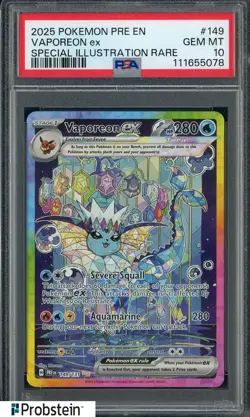 2025 Pokemon PRE EN Special Illustration Rare #149 Vaporeon Ex PSA 10 GEM MINT - Image 1