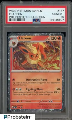 Pokemon Prismatic Evolutions Flareon 167 Poster PSA 10 Gem Mint - Image 1