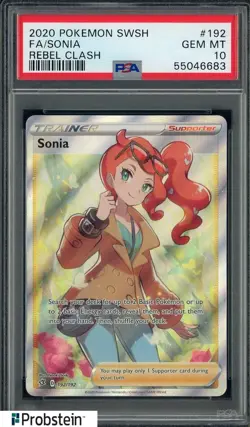 2020 Pokemon SWSH Rebel Clash #192 Sonia FA PSA 10 GEM MINT - Image 1
