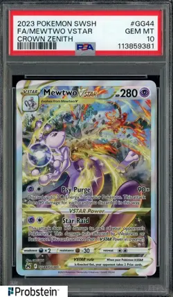 2023 Pokemon SWSH Crown Zenith #GG44 Mewtwo Vstar FA PSA 10 GEM MINT - Image 1