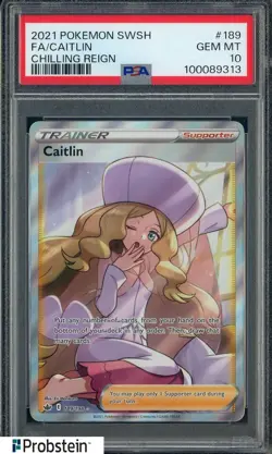 2021 Pokemon SWSH Chilling Reign #189 Caitlin Fa PSA 10 GEM MINT - Image 1