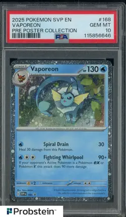 Pokemon Prismatic Evolutions Vaporeon 168 Poster PSA 10 Gem Mint - Image 1