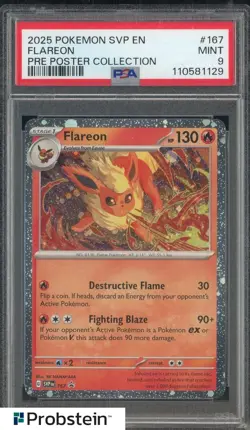 Pokemon Prismatic Evolutions Flareon 167 Poster PSA 9 Mint - Image 1