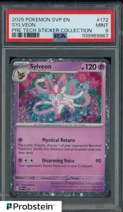 Pokemon Prismatic Evolutions Sylveon 172 Sticker PSA 9 Mint - Image 1