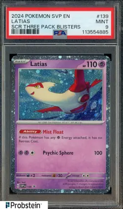 2024 Pokemon SVP EN SCR Three Blisters #139 Latias PSA 9 MINT - Image 1