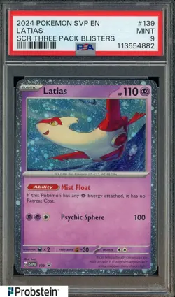 2024 Pokemon SVP EN SCR Three Blisters #139 Latias PSA 9 MINT - Image 1