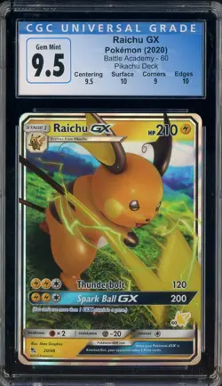 2020 Pokemon Battle Academy #60 Raichu Gx Pikachu Deck CGC 9.5 GEM MINT - Image 1