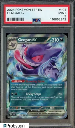 2024 Pokemon TEF EN #104 Gengar Ex PSA 9 MINT - Image 1