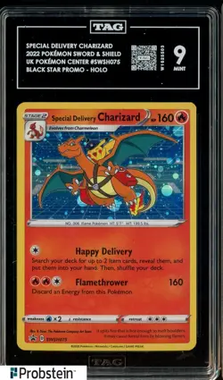 2022 Pokemon Center Uk SWSH075 Special Delivery Charizard BSP Holo TAG 9 MINT - Image 1