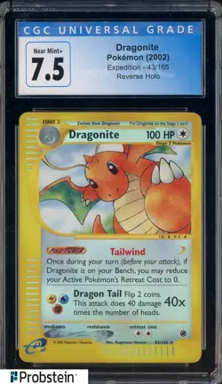 2002 Pokemon Expedition #43/165 Dragonite Reverse Holo CGC 7.5 NM+ - Image 1
