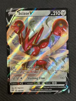 Scizor V 118/189 Pokemon TCG Swsh03: Darkness Ablaze Holo Rare (Near Mint) NM - Image 1