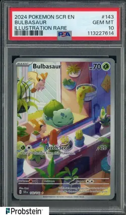 2024 Pokemon SCR EN #143 Bulbasaur Illustration Rare PSA 10 GEM MINT - Image 1