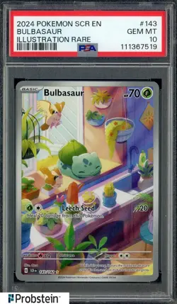 2024 Pokemon SCR EN #143 Bulbasaur Illustration Rare PSA 10 GEM MINT - Image 1