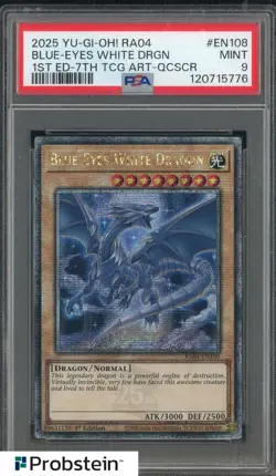 2025 Yu-Gi-Oh! RA04 1st Ed. 7th TCG ART-QCSCR EN108 Blue Eyes White Dragon PSA 9 - Image 1