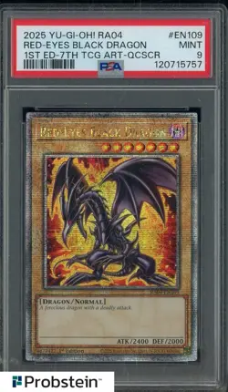2025 Yu-Gi-Oh! RA04 1st Ed. 7th TCG ART-QCSCR EN109 Red-Eyes Black Dragon PSA 9 - Image 1