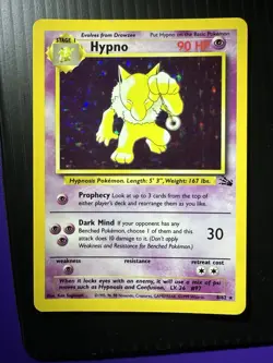 Pokemon TCG Hypno Fossil Holo Card 8/62 Unlimited Rare - Image 1