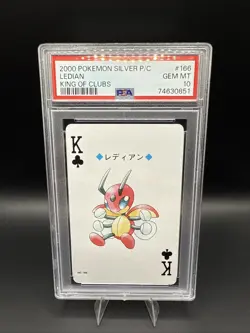 Pokemon 2000 Silver Playing Card #166 Ledian, King of Clubs, PSA 10 - Image 1