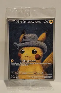 Pokemon x Van Gogh : Pikachu with Grey Felt Hat 085 Promo Card - Factory Sealed - Image 1