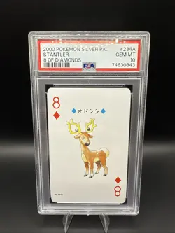Pokemon PSA 10 Stantler #234A SILVER Deck Poker Card 8 Of Diamonds - Image 1