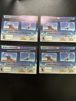 (4) Shiny Koraidon or Miraidon Pokemon Scarlet Violet Code Card - Gamestop - Image 1
