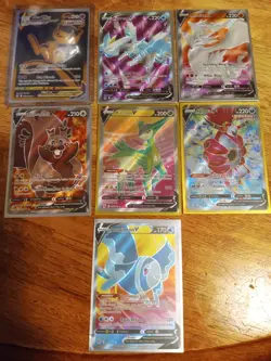 Pokemon V 7 Card Lot - Mew Vmax,Full Art,Reshiram - Image 1