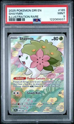 2025 POKEMON DRI EN-DESTINED RIVALS ILLUSTRATION RARE #185 SHAYMIN PSA 9 - Image 1