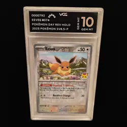Eevee Pokemon Day 074/131 Prismatic Evolut Holo Stamped Promo English VCG 10 #74 - Image 1