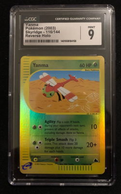 Yanma 116/144 Skyridge Reverse Holo CGC 9 Mint Released 2003 Nintendo Pokemon - Image 1