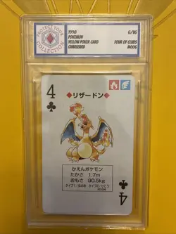 1998 Pokemon Charizard 006 Japanese 4/Clubs Yellow Back Poker Slabbed Card MYPC - Image 1
