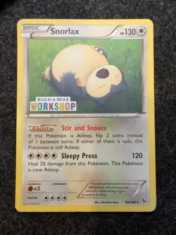 Pokemon Card Snorlax 80/106 Build-A-Bear Workshop Stamped Promo - Image 1